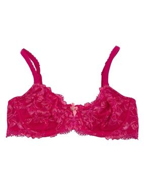 Victoria's Secret Body by Victoria Unlined Demi Bra Size 34D Bright Pink Lace